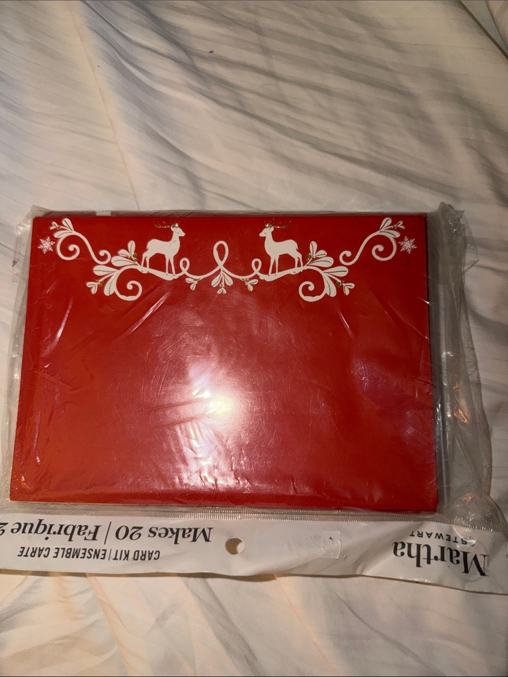 Martha Stewart Holiday Card and Envelope Set in Red, Gold, and White 20 cards